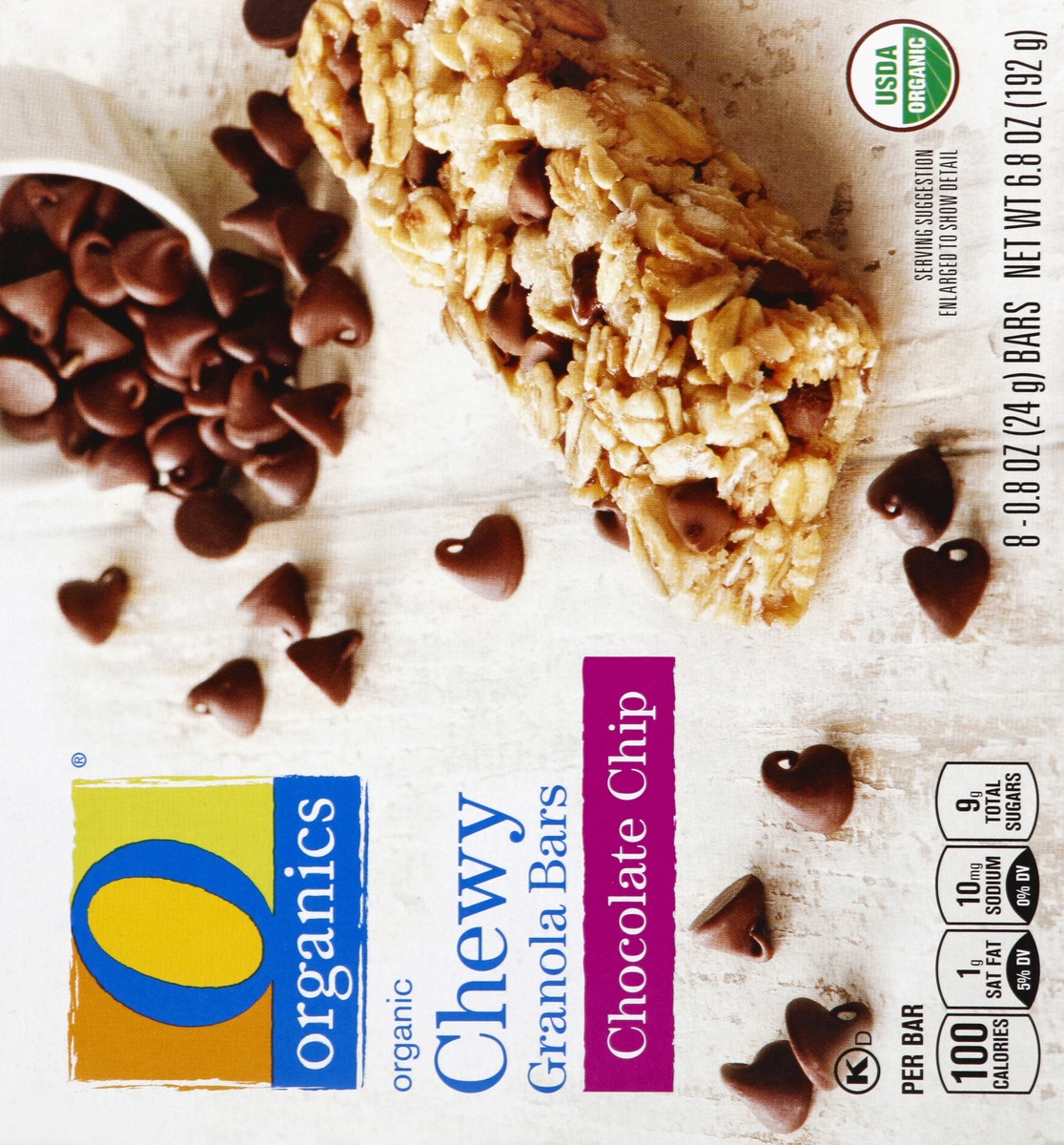 slide 5 of 6, O Organics Organic Granola Bars Chewy Chocolate Chip, 8 ct; 0.8 oz