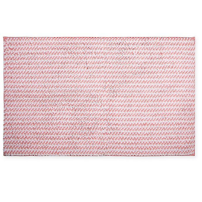 slide 1 of 1, Home Dynamix Oversized 27 x 45'' Striped Bath Mat - Coral'', 1 ct