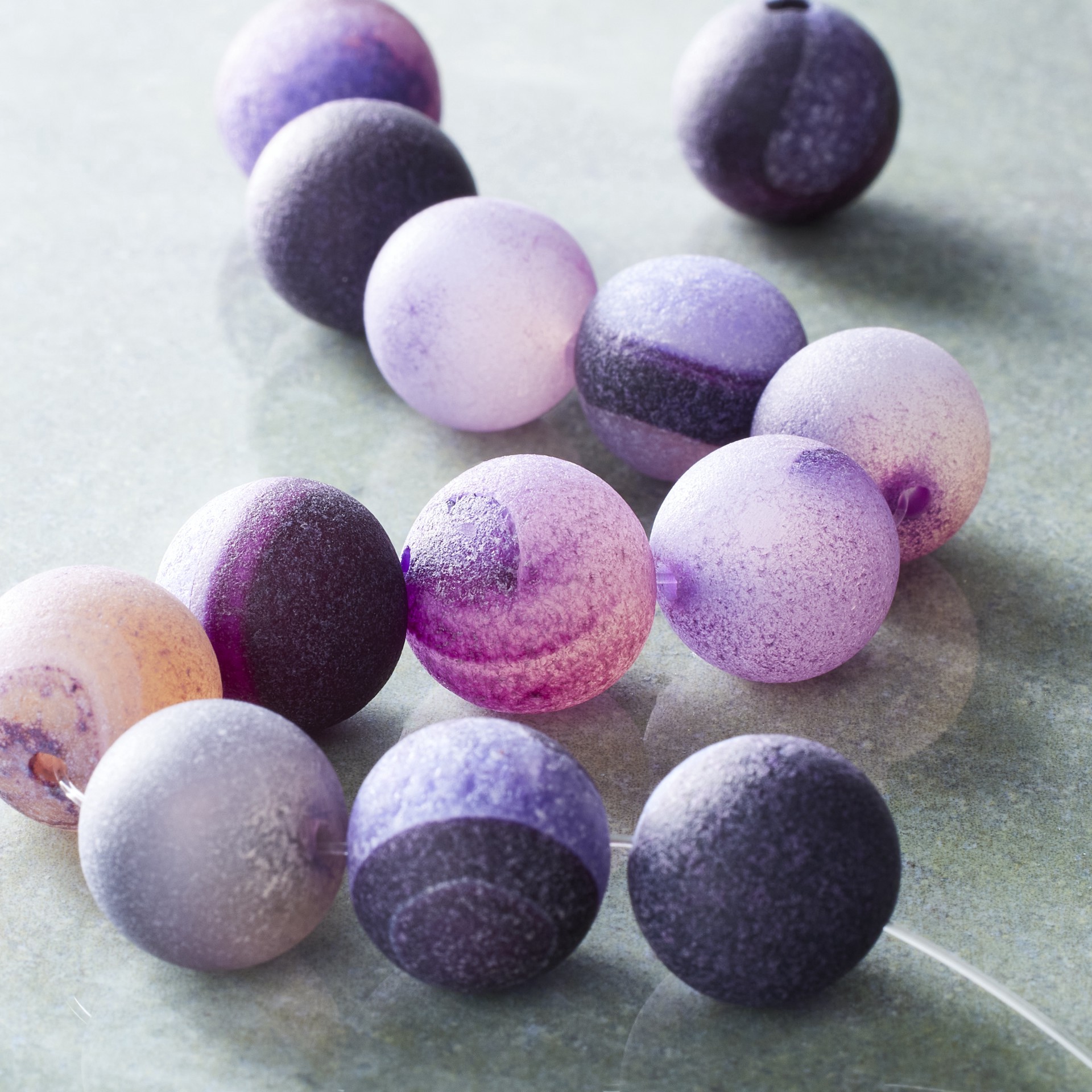 slide 2 of 3, Purple & Natural Marbleized Agate Stone Round Beads, 12mm By Bead Landing, 12mm