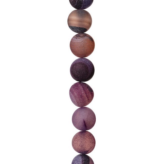 slide 1 of 3, Purple & Natural Marbleized Agate Stone Round Beads, 12mm By Bead Landing, 12mm