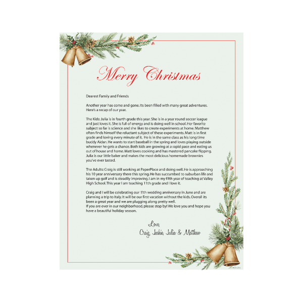 slide 3 of 3, Geo Studios Holiday-Themed Letterhead Paper, Bells & Ivy, 8-1/2'' X 11'', Pack Of 70 Sheets, 70 ct