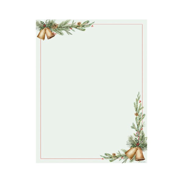 slide 1 of 3, Geo Studios Holiday-Themed Letterhead Paper, Bells & Ivy, 8-1/2'' X 11'', Pack Of 70 Sheets, 70 ct