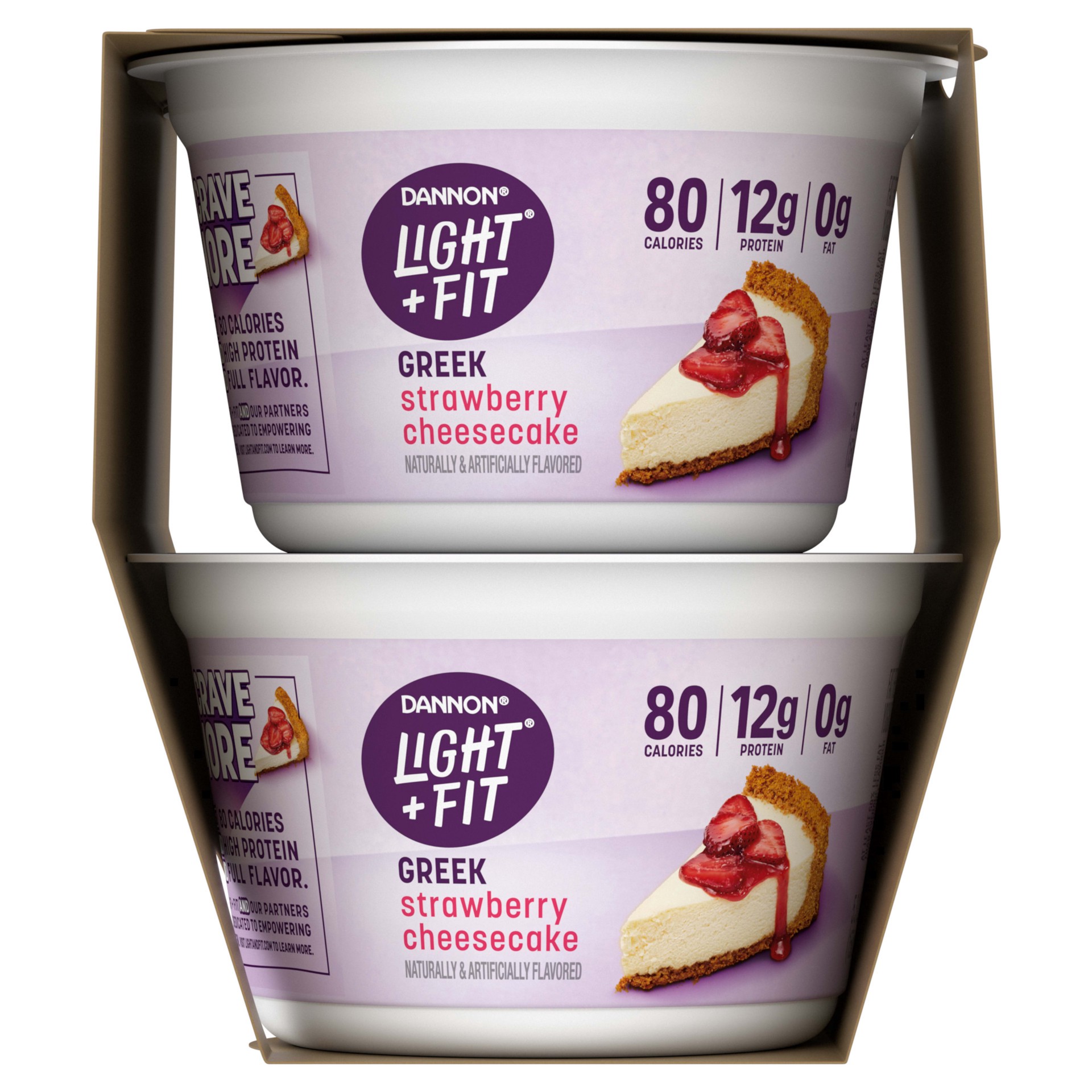 slide 5 of 5, Light + Fit Nonfat Gluten-Free Strawberry Cheesecake Greek Yogurt, 5.3 Oz. Cups, 4 Coun, 4 ct; 5.3 oz