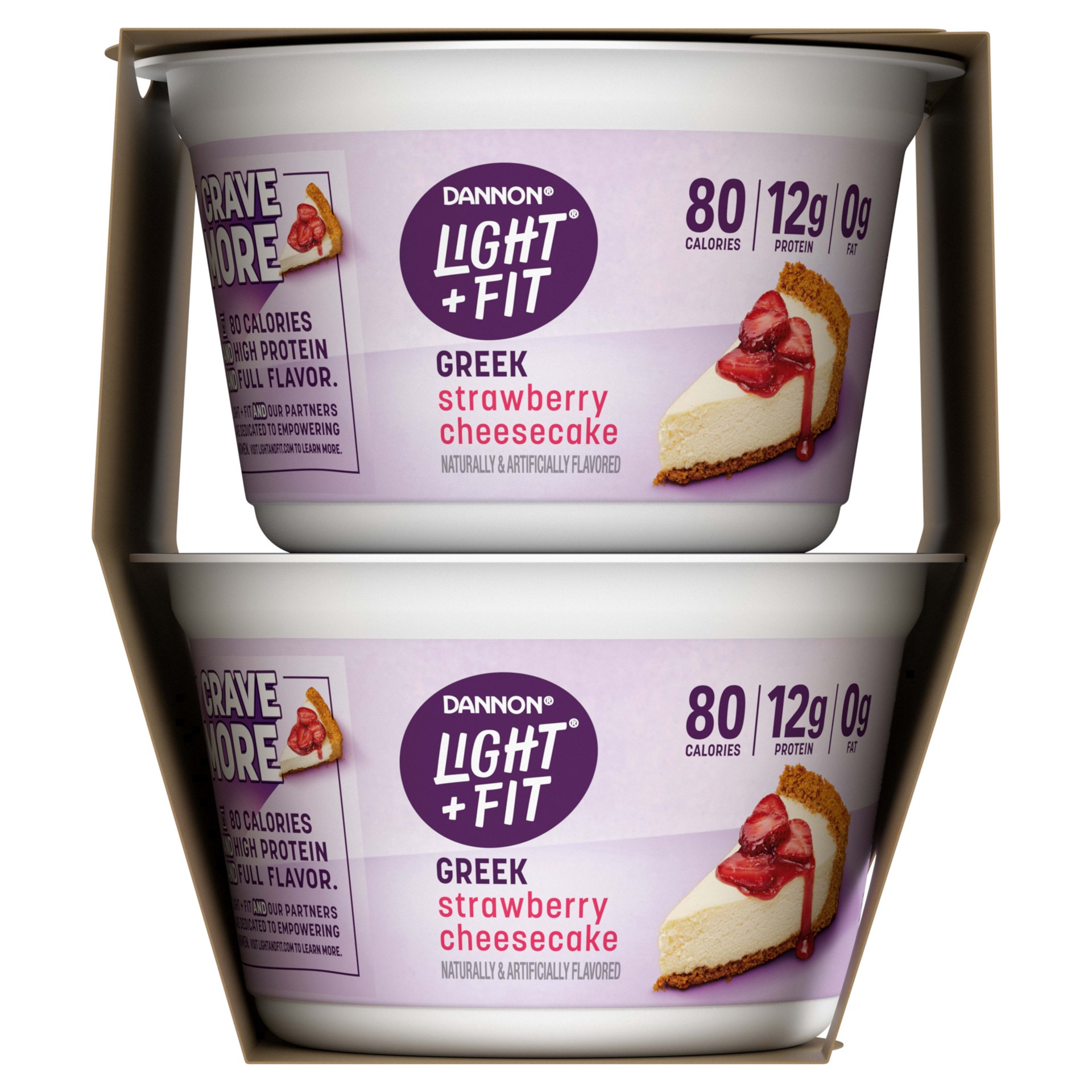 slide 2 of 5, Light + Fit Nonfat Gluten-Free Strawberry Cheesecake Greek Yogurt, 5.3 Oz. Cups, 4 Coun, 4 ct; 5.3 oz