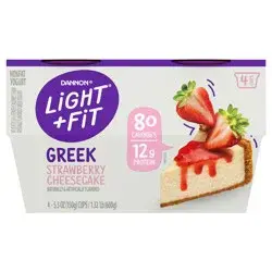Light + Fit Nonfat Gluten-Free Strawberry Cheesecake Greek Yogurt, 5.3 Oz. Cups, 4 Coun