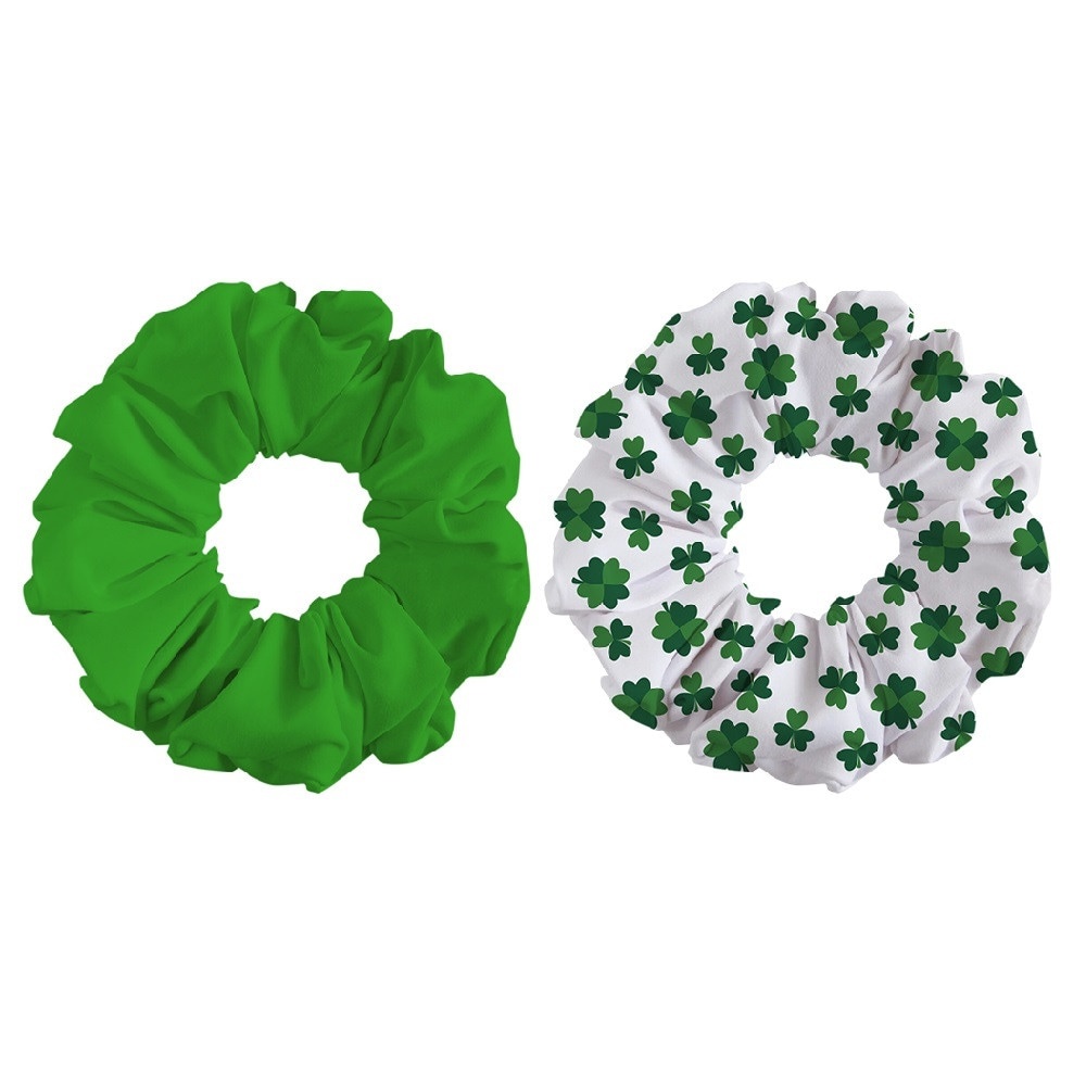 slide 1 of 1, Ampro St. Patrick's Day Scrunchies - White/Green, 2 ct