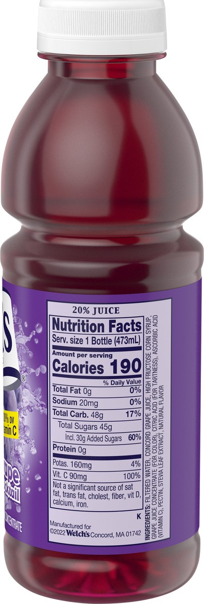 slide 5 of 5, Welch's Grape Juice Cocktail, 16 fl oz On-the-Go Bottle, 16 oz