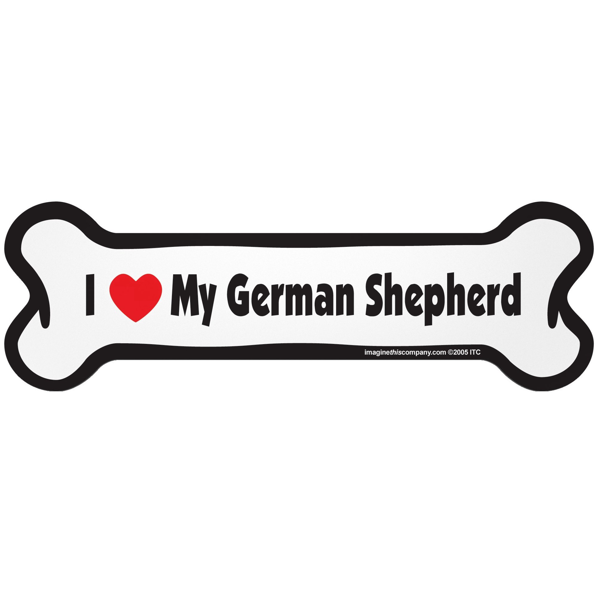 slide 1 of 1, Imagine This "I Love My German Shepherd" Bone Car Magnet, SM