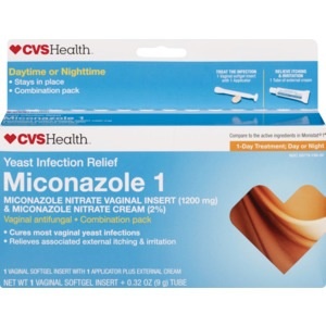 slide 1 of 1, CVS Health Miconazole Yeast Infection Relief 1-Day Treatment; Day Or Night, 1 ct