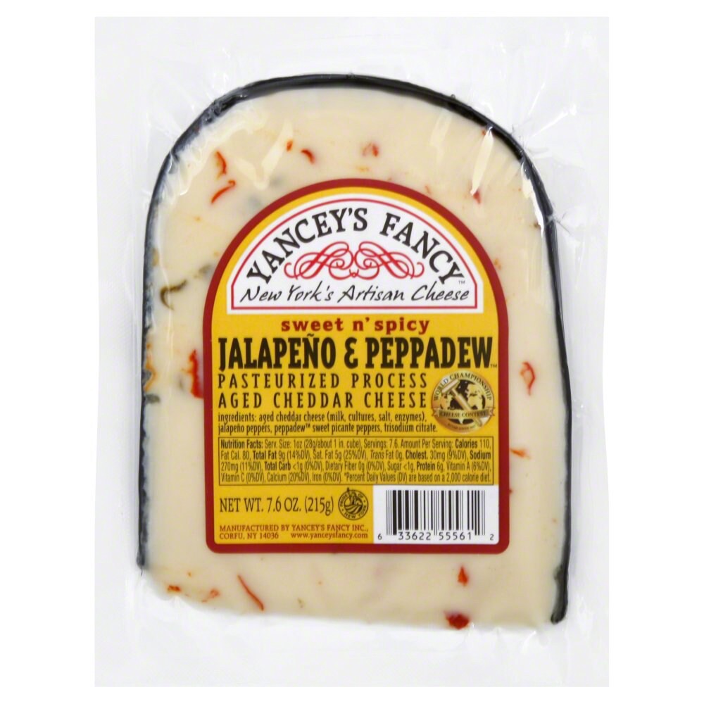 slide 1 of 5, Yancey's Fancy Peppadew Cheddar Cheese Jlpno, 7.6 oz