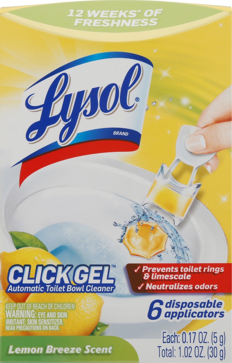 slide 3 of 9, Lysol Click Gel Lemon Breeze Scent Automatic Toilet Bowl Cleaner 6 ea, 6 ct