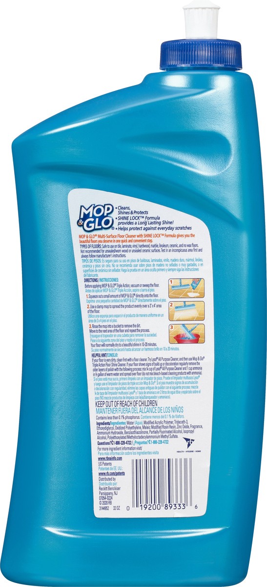 slide 9 of 9, Mop & Glo Multi-Surface Floor Cleaner, 32oz Bottle, 32 fl oz