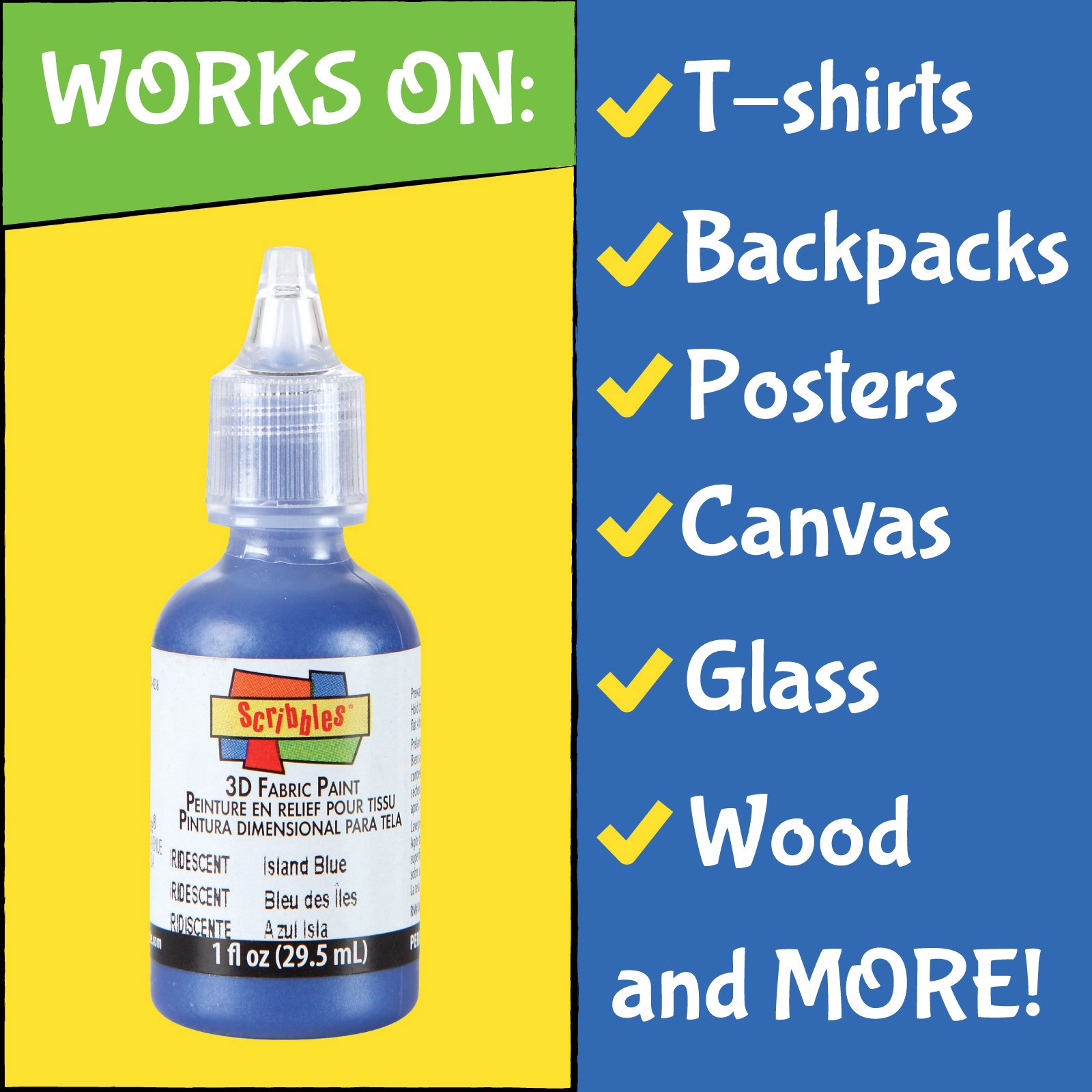 slide 3 of 5, Scribbles Neon 3d Fabric Paint, 1 fl oz