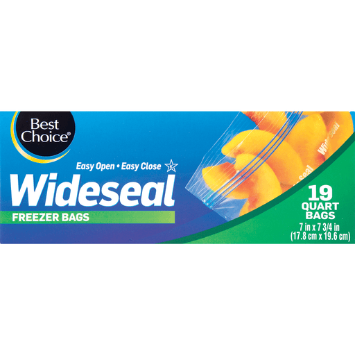 slide 1 of 1, Best Choice Wideseal Freezer Bags Quart Size, 20 ct