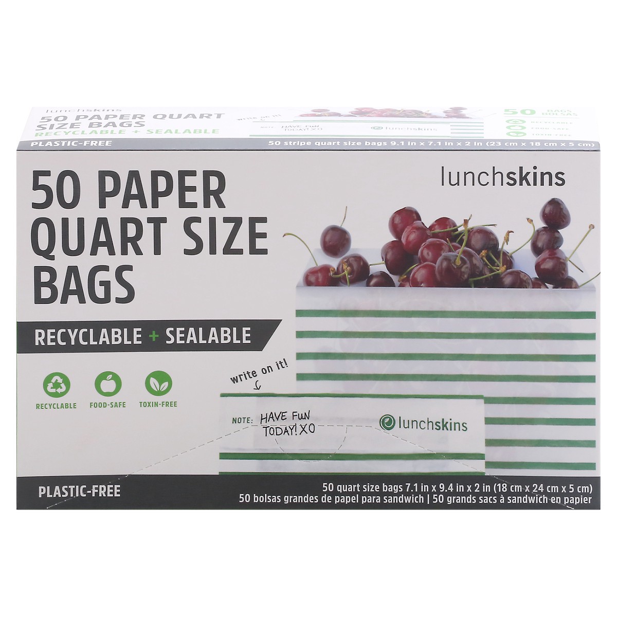 Recyclable XL Sandwich Bags Stripe 50 Count