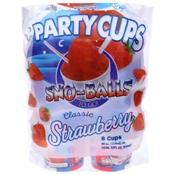 Sno-Balls to Go! Classic Strawberry Party Cups - 8 x 4 fl oz