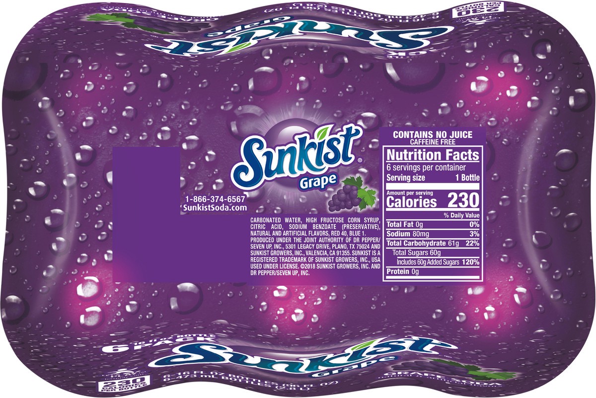 slide 7 of 9, Sunkist Grape Soda- 6 ct, 6 ct