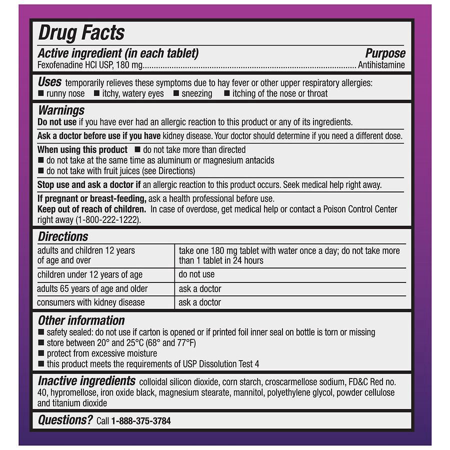 slide 4 of 5, Walgreens Wal-Fex 24 Hour Allergy Relief Tablets, 45 ct