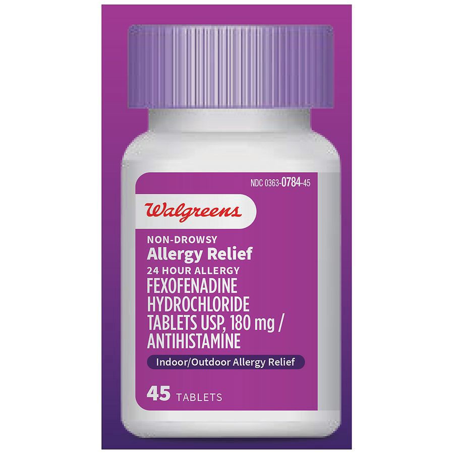 slide 5 of 5, Walgreens Wal-Fex 24 Hour Allergy Relief Tablets, 45 ct