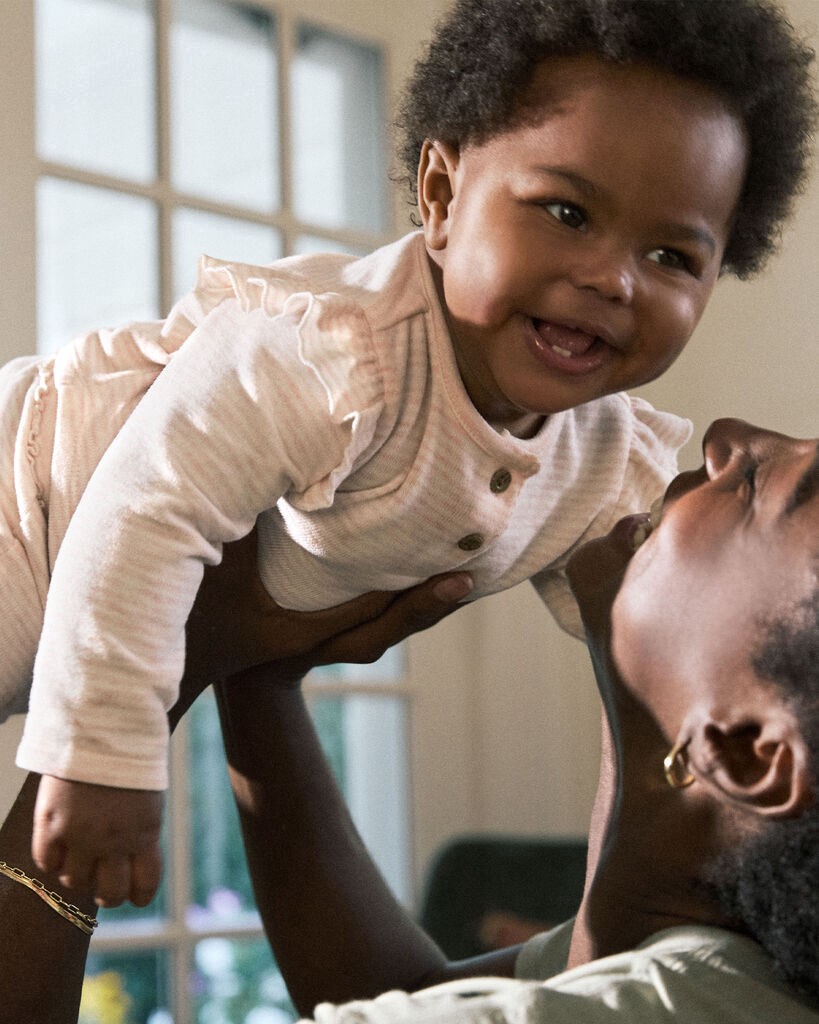 slide 2 of 3, Carter's Carters Baby Girl Striped Flutter-Sleeve Long-Sleeve Top - Pink/Cream Pink 24M, 1 ct