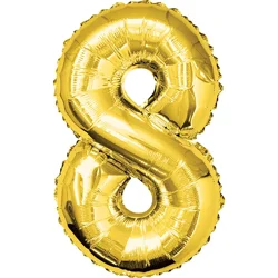 Shape Number 8 Gold Air-Filled Balloon