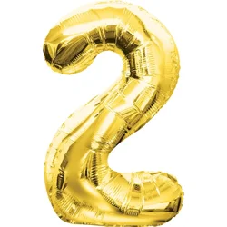 Shape Number 2 Gold Air-Filled Balloon