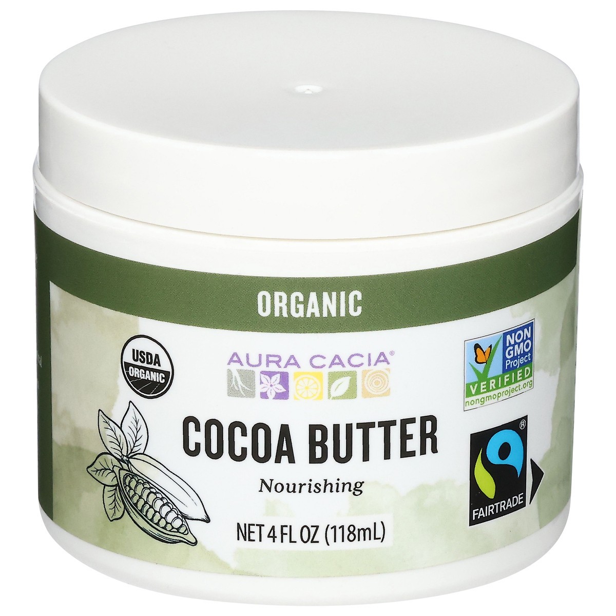 slide 1 of 1, Aura Cacia Organic Nourishing Cocoa Butter 4 fl oz, 4 oz