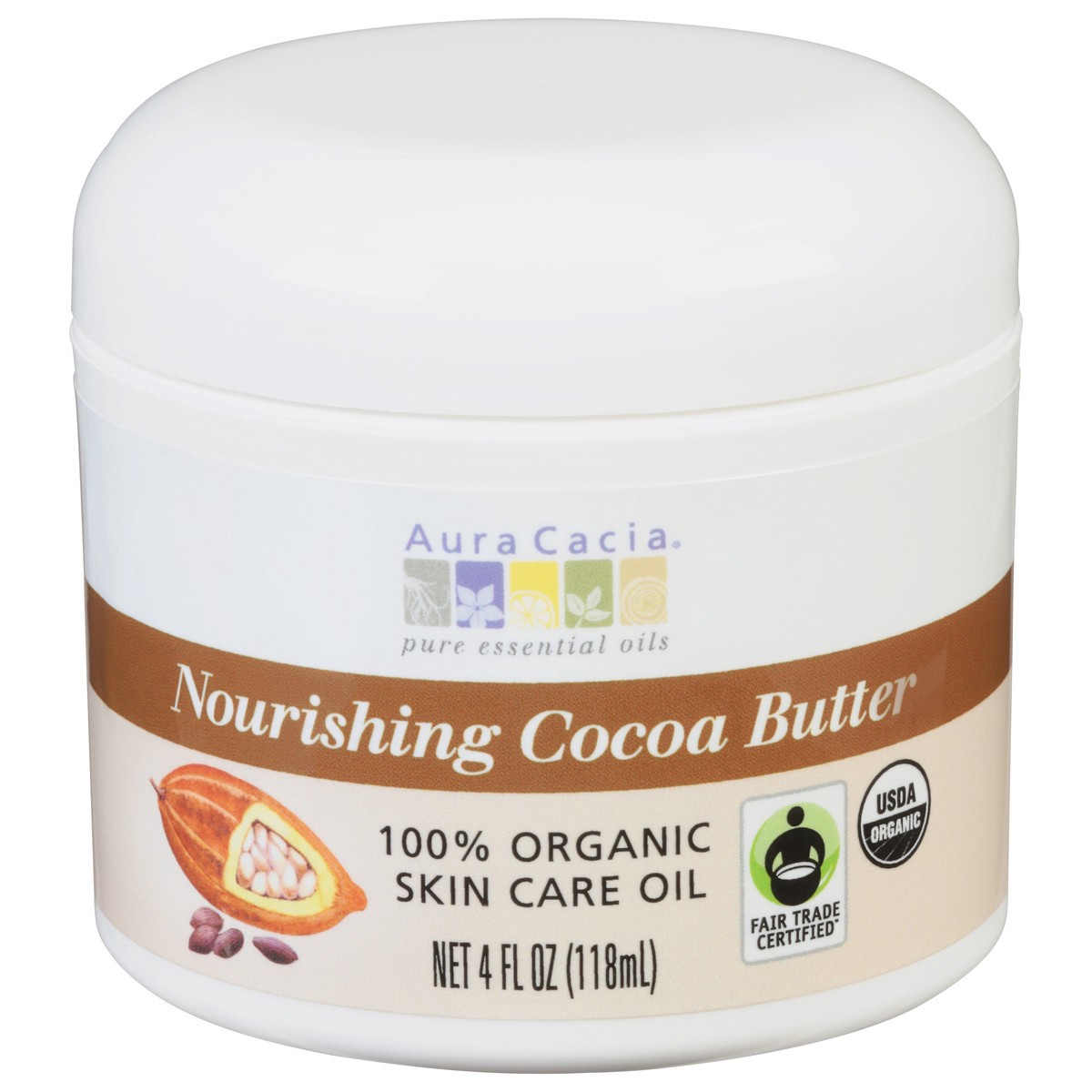 slide 1 of 1, Aura Cacia Nourishing Cocoa Butter 100% Organic Skin Care Oil, 4 oz