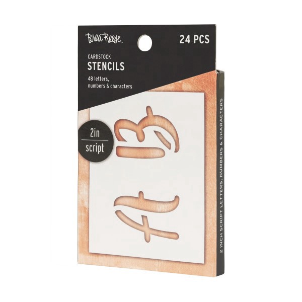 slide 5 of 6, Brea Reese Script Cardstock Stencils, 2"", White, Pack Of 24 Stencils, 24 ct