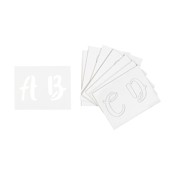 slide 2 of 6, Brea Reese Script Cardstock Stencils, 2"", White, Pack Of 24 Stencils, 24 ct