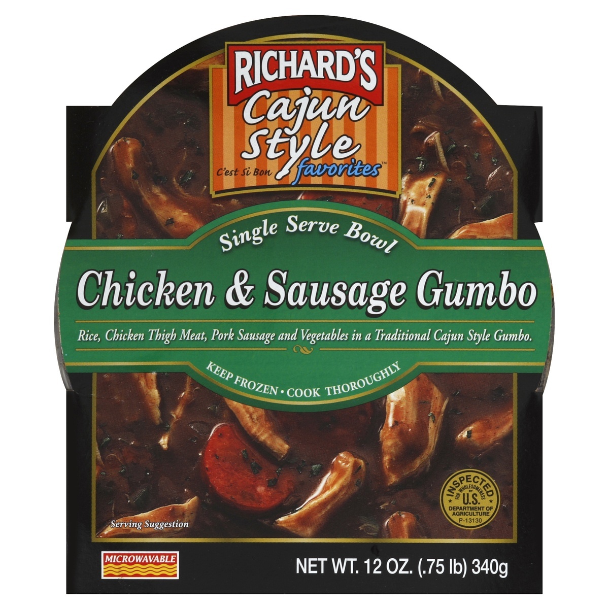 slide 1 of 1, Richard's Chicken & Sausage Gumbo 12 oz, 12 oz