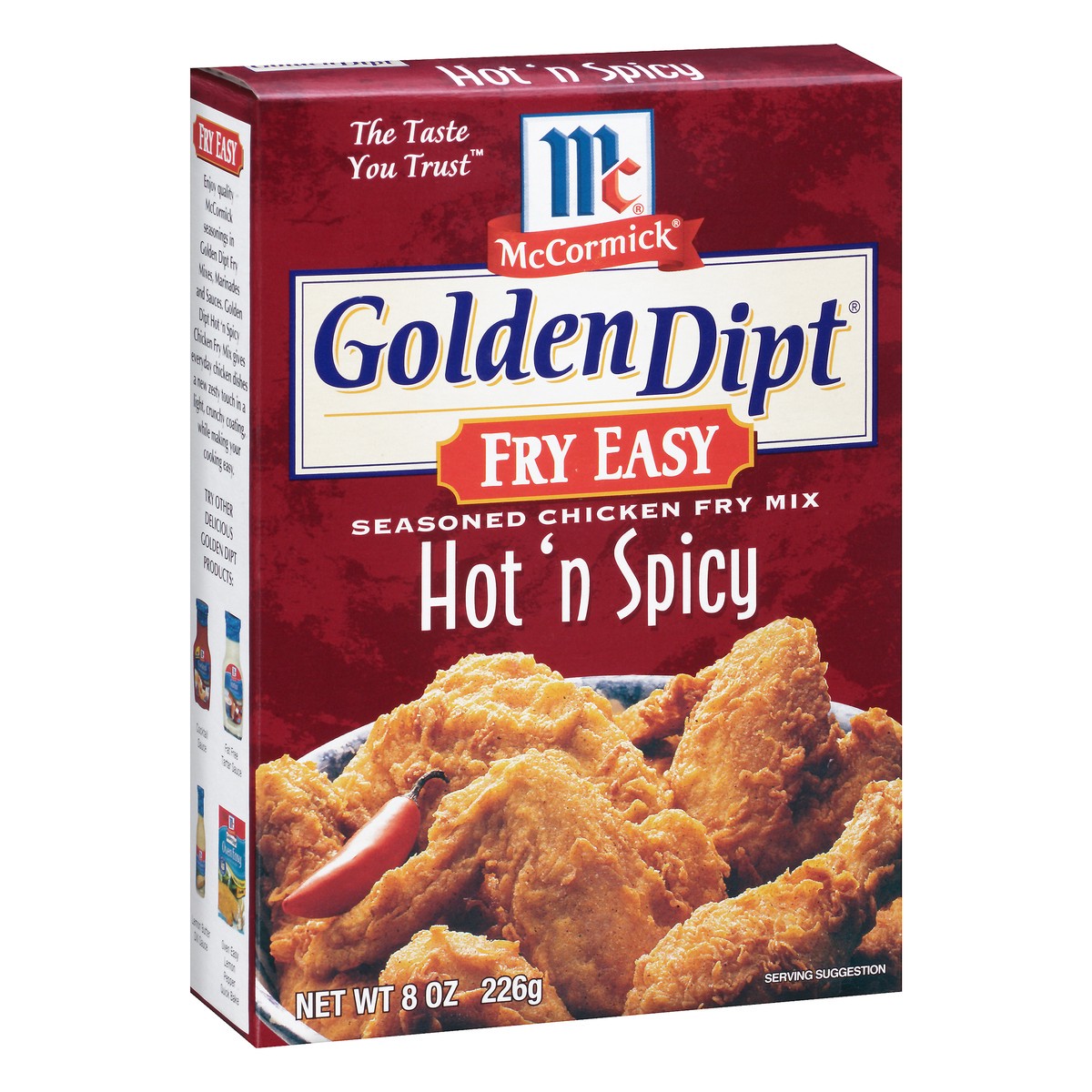 slide 3 of 10, McCormick Golden Dipt Fry Easy Hot'n Spicy Seasoned Chicken Fry Mix, 8 oz