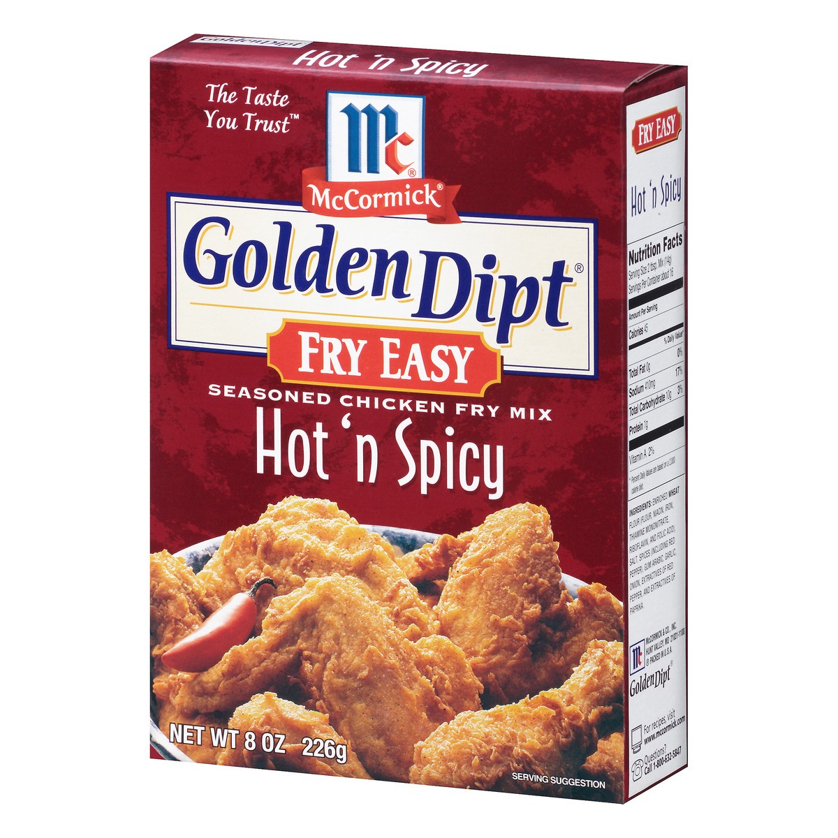 slide 2 of 10, McCormick Golden Dipt Fry Easy Hot'n Spicy Seasoned Chicken Fry Mix, 8 oz