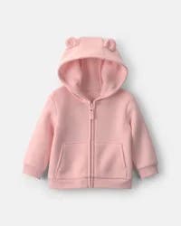 Carters Baby Girl Bear Fleece Zip-Up Hoodie - Pink Pink 18M