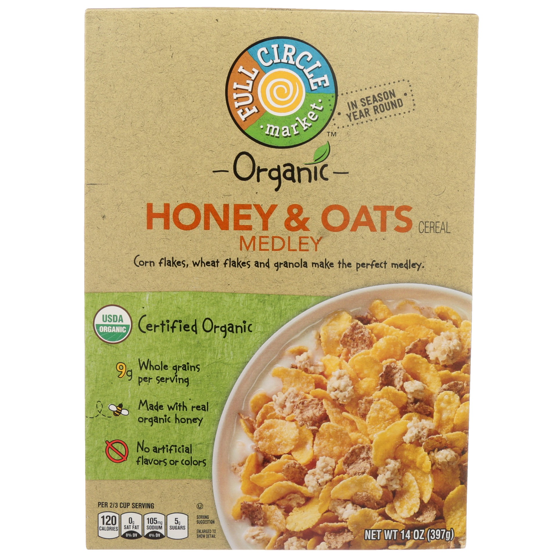 slide 1 of 6, Full Circle Market Organic Honey & Oats Medley Cereal 14 oz, 14 oz