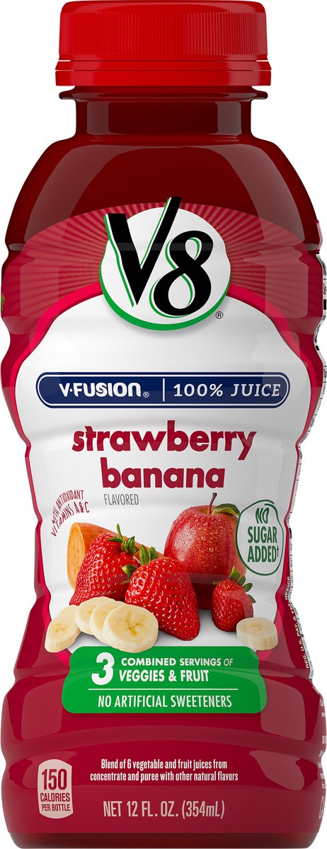 slide 9 of 9, V8 Strawberry Banana, 12 oz., 12 fl oz