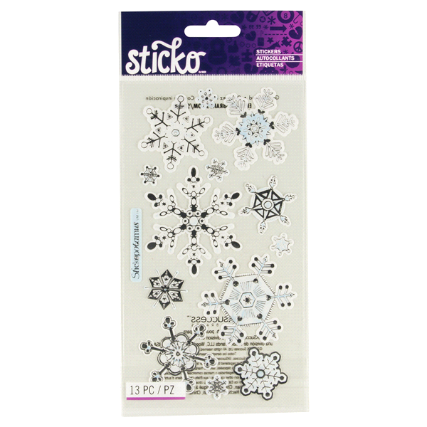 slide 1 of 2, Sticko Stickers Vellum Snowflakes, 13 ct