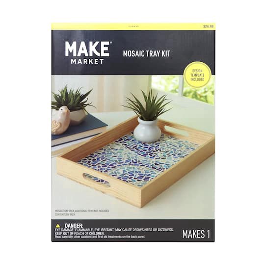 slide 1 of 4, 10" X 14" Blue Wave Mosaic Tray Kit By Make Market, 10 in x 14 in