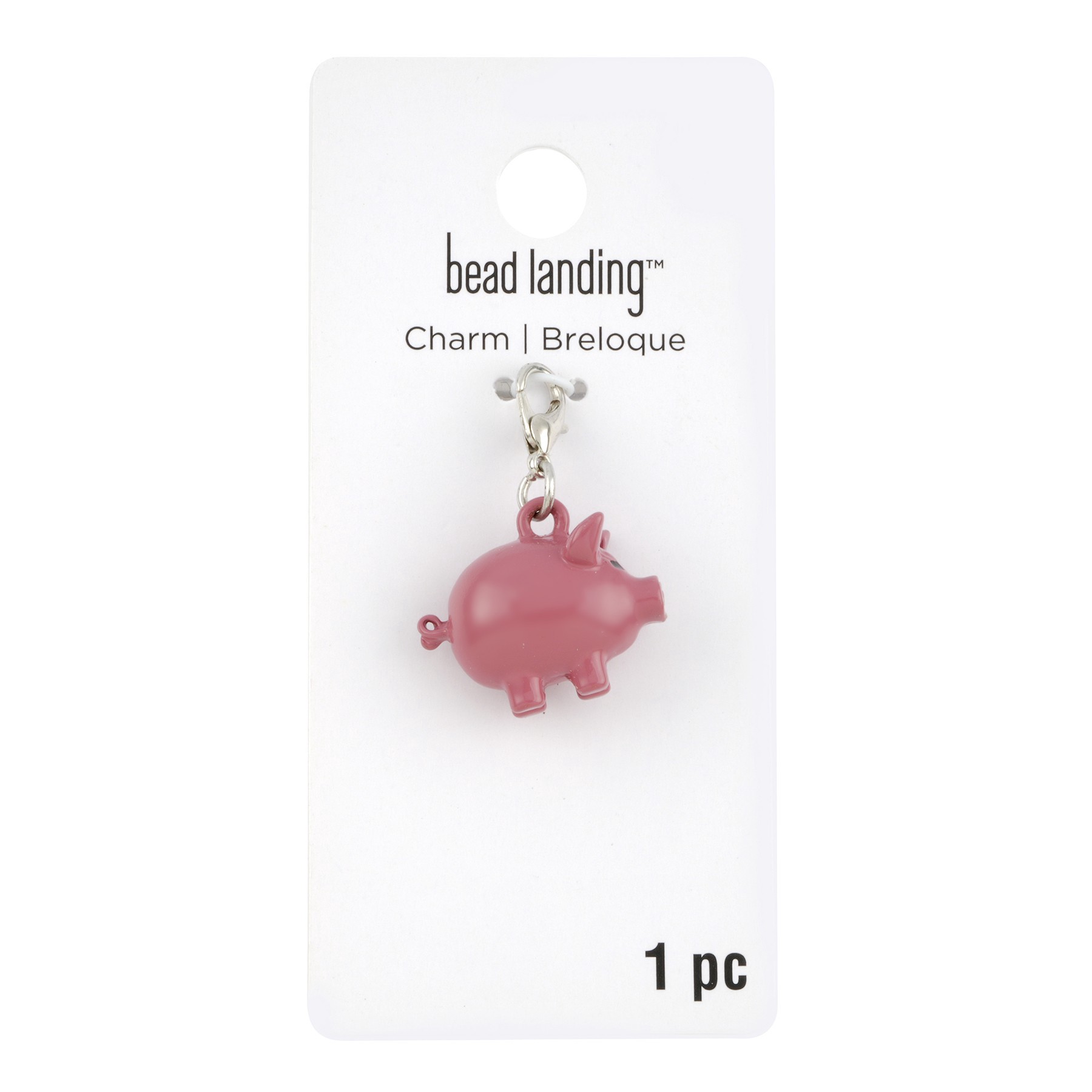 slide 3 of 3, Metal Pink Pig Charm By Bead Landing, 15 mm