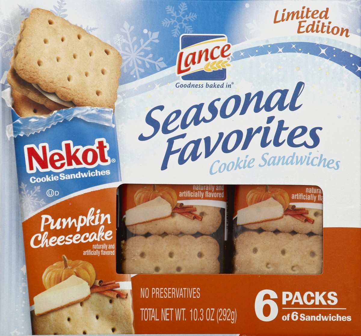 slide 4 of 5, Lance Nekot Cookies With Pumpkin Cheesecake Filling, 10.3 oz