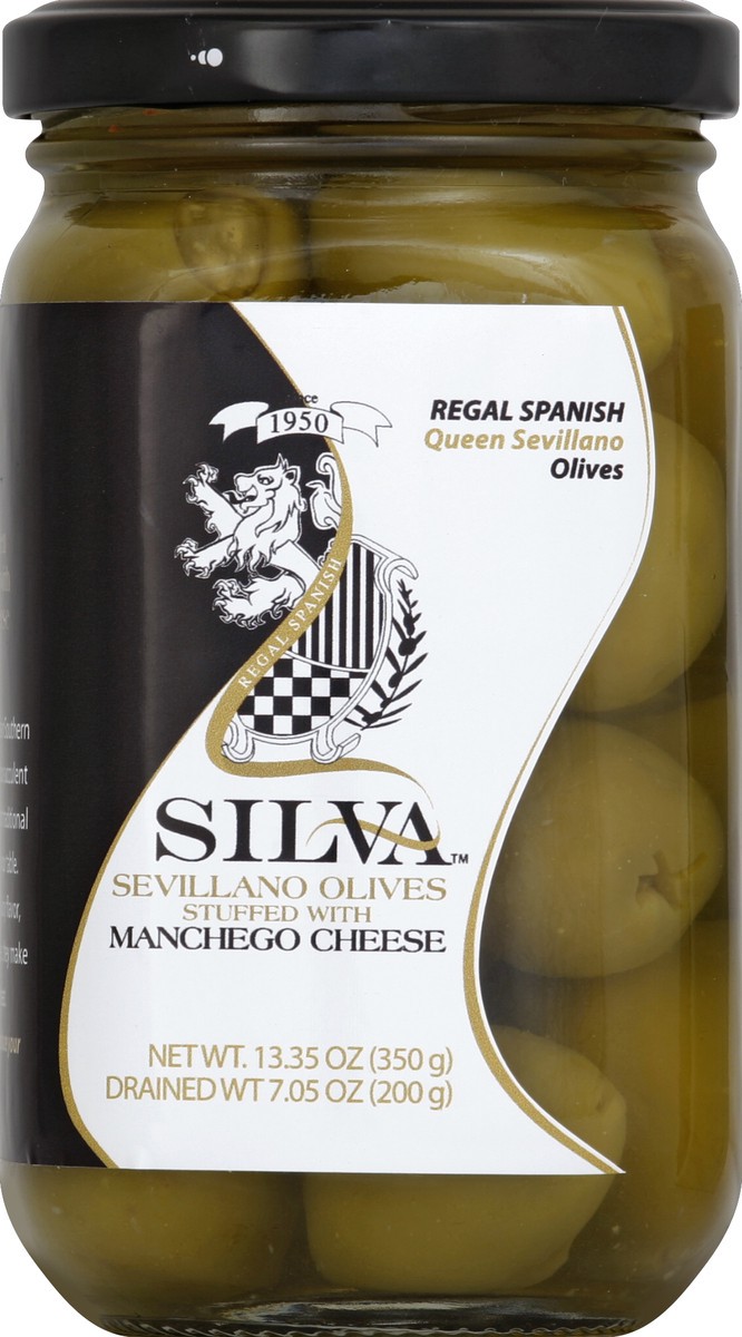 slide 2 of 2, Silva Stuffed With Manchego Cheese Sevillano Olives, 7.05 oz