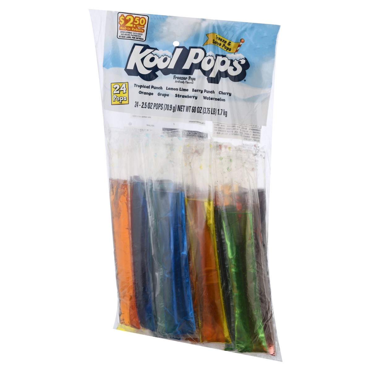 slide 9 of 9, Kool Pops Freezer Bars Mesh Bag, 24 ct