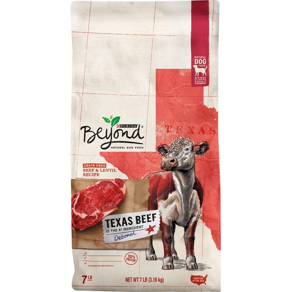 slide 1 of 1, Purina Beyond Natural Grain Free Texas Beef & Lentil Recipe Adult Dry Dog Food, 7 lb