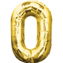 Gold Number 0 Air-Filled Balloon