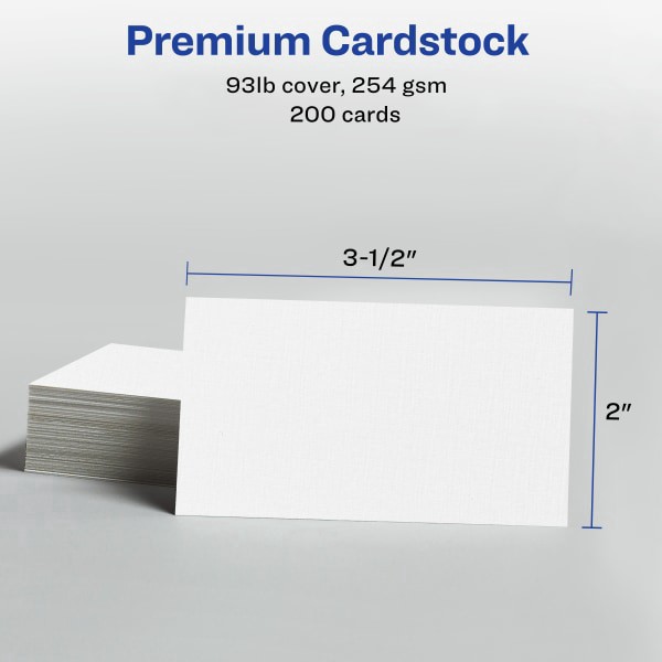 slide 8 of 8, Avery Inkjet Two-Sided Clean Edge Business Cards - Linen White, 200 ct