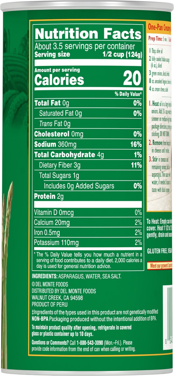 slide 6 of 7, DEL MONTE FRESH CUT HARVEST SELECTS Extra Long Asparagus Spears, Canned Vegetables, 15 oz Can, 15 oz