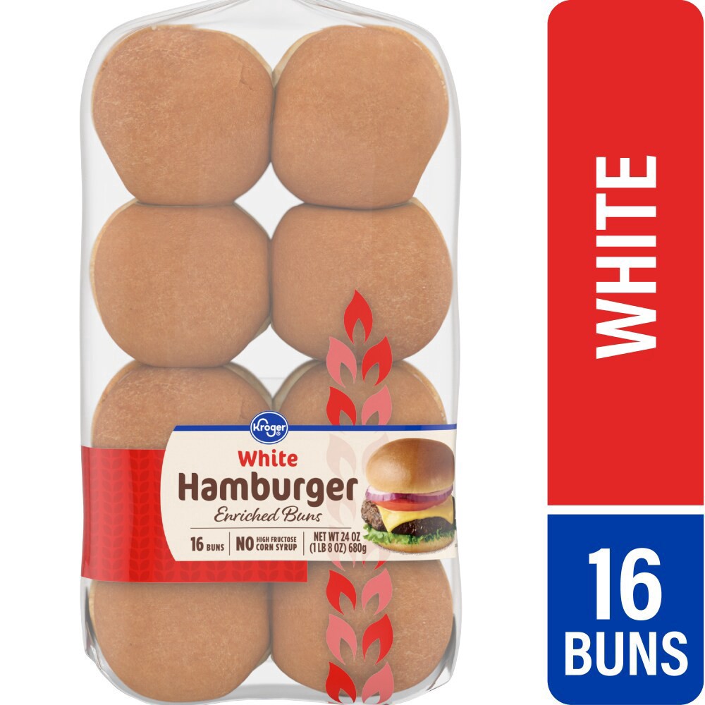 slide 4 of 4, Kroger White Hamburger Enriched Buns, 16 ct