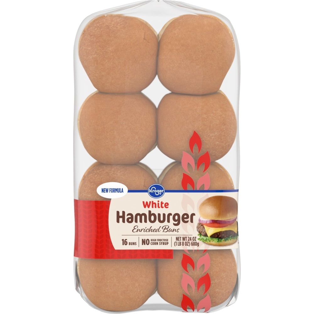 slide 1 of 2, Kroger White Hamburger Enriched Buns, 16 ct
