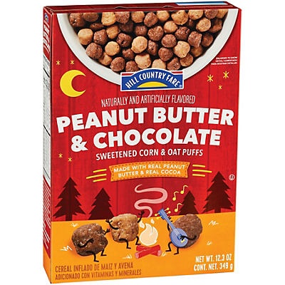 slide 1 of 1, Hill Country Fare Peanut Butter & Chocolate Puffs Cereal, 12.3 oz