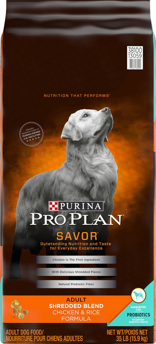 slide 2 of 6, Pro Plan Purina Pro Plan High Protein Dog Food With Probiotics for Dogs, Shredded Blend Chicken & Rice Formula, 35 lb